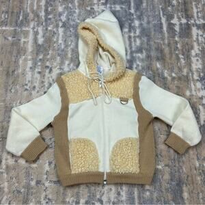 Vintage 1970's Nann Knits Acrylic Fleece Hooded Sweater Jacket Toddler Size 3T